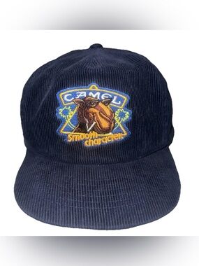 Camel Navy Corduroy Baseball Cap with Embroidered Logo
